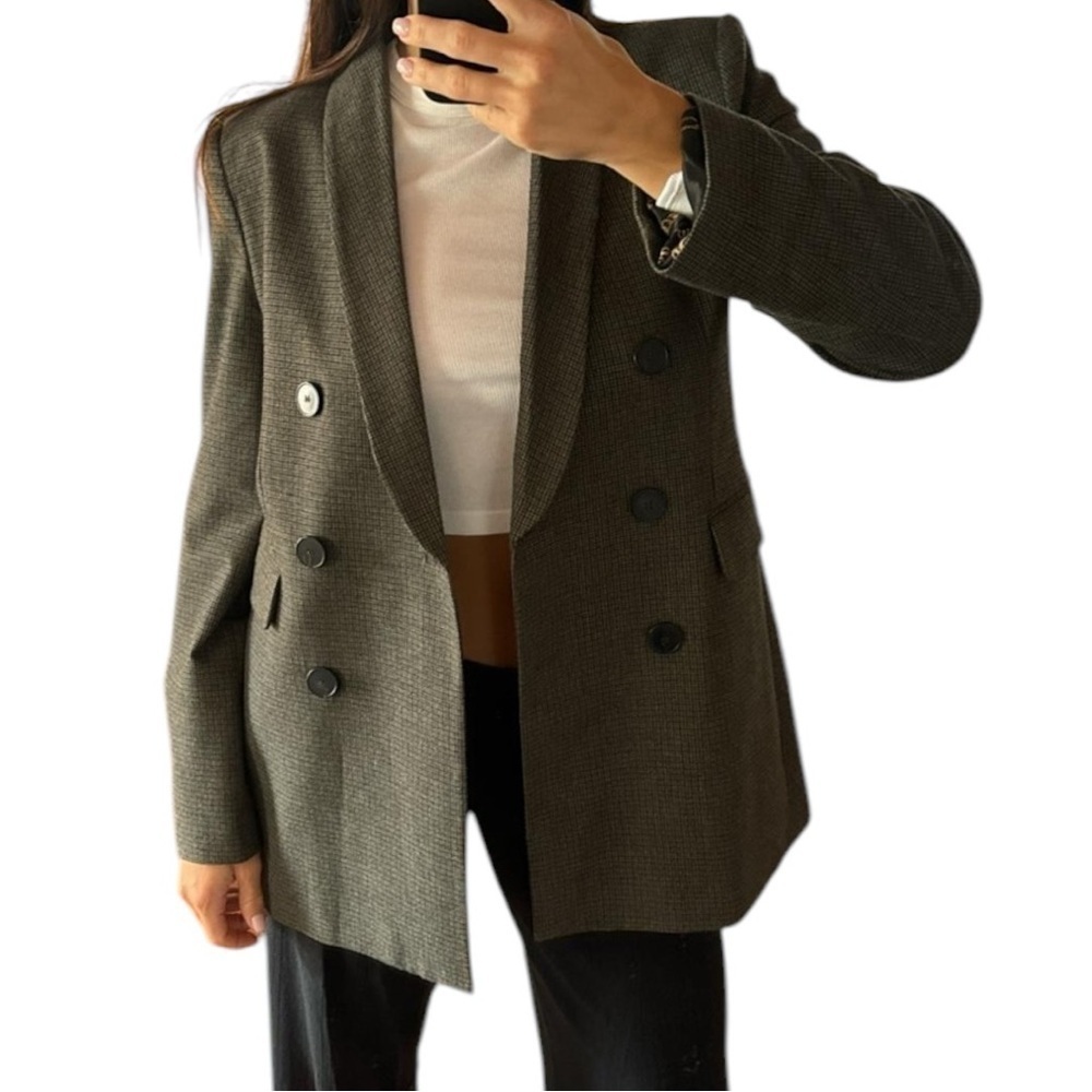 Zara Olive Green Double-Breasted Blazer